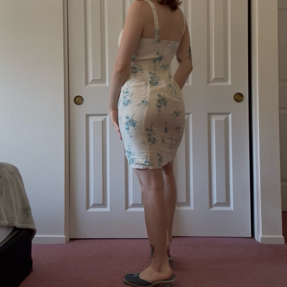 Ann Taylor cream petite silk floral dress